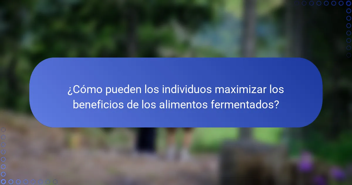 ¿Cómo pueden los individuos maximizar los beneficios de los alimentos fermentados?