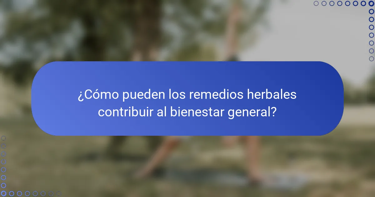 ¿Cómo pueden los remedios herbales contribuir al bienestar general?