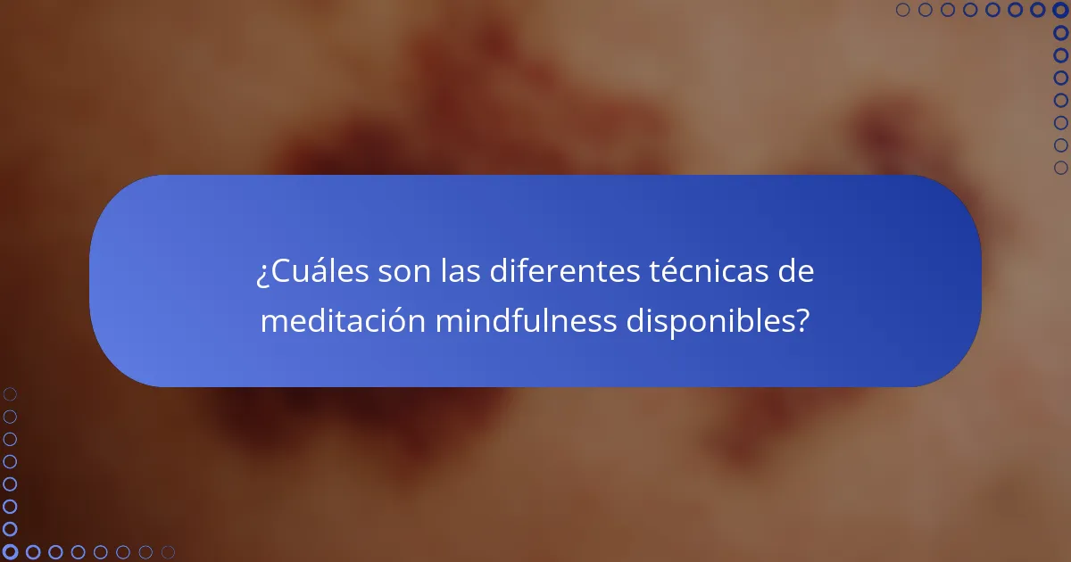 ¿Cuáles son las diferentes técnicas de meditación mindfulness disponibles?